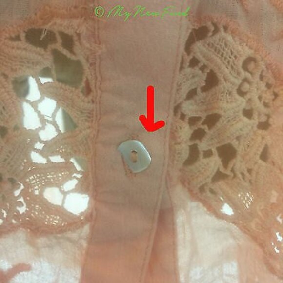 Amita Naithani Top Size XS Button Down Lace Mix Sheer Tunic Orange $148 B40 - Picture 4 of 4